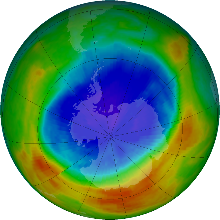 Antarctic ozone map for 13 September 2002